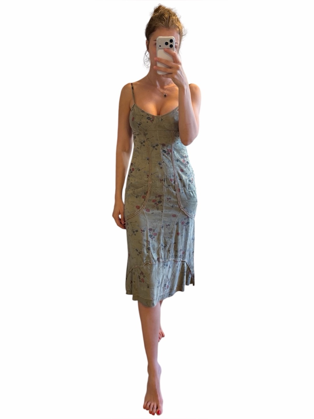 Rare Vintage Y2K Transit Par-Such Silk Floral Slip Dress size 2